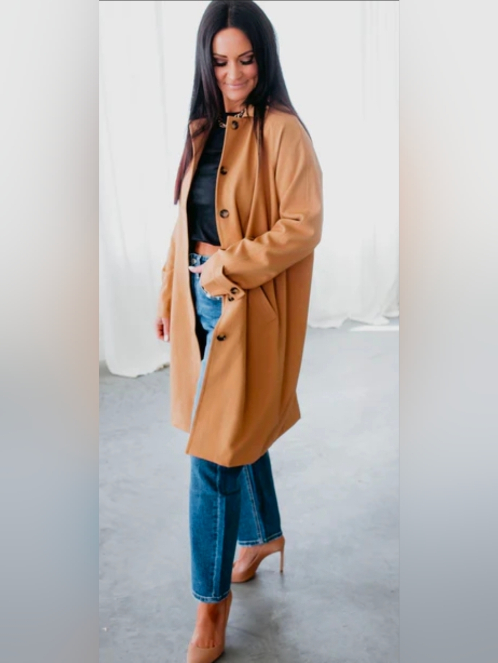 Hem & Thread Camel Trench Coat - Picture 2 of 8